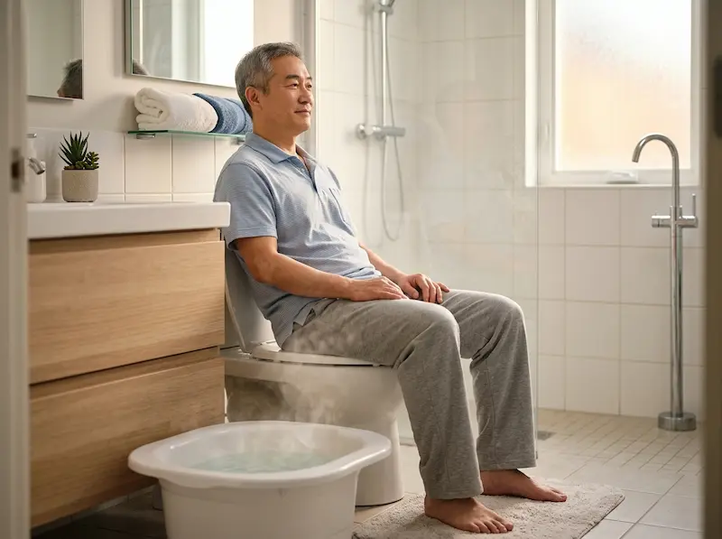 좌욕을 하고 있는 중년 남성