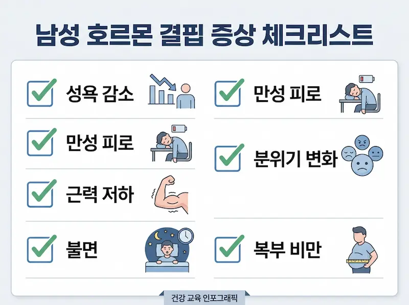 남성호르몬 부족 자가진단 체크리스트 6가지 항목
