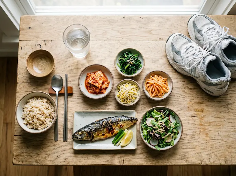 내장지방 줄이는 건강 식단과 운동화