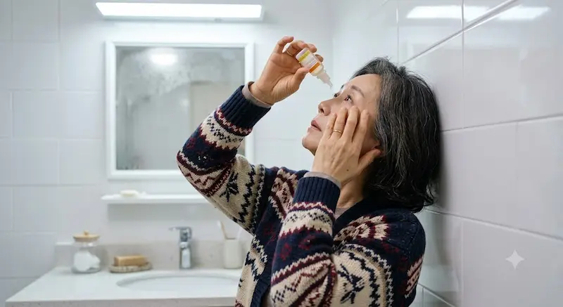 눈병 안약 넣는 법과 냉찜질 요령 안약 올바른 점안 방법 — 용기 입구가 눈에 닿지 않도록 거리 유지