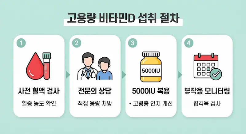 고용량 비타민D 결정 절차 4단계 상세 인포그래픽