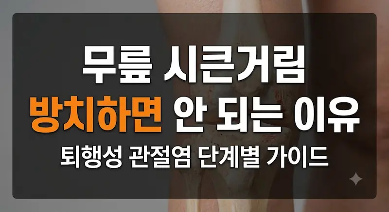 퇴행성 관절염 무릎 시큰거림 방치하면 안 되는 이유 단계별 가이드 블로그 썸네일 이미지