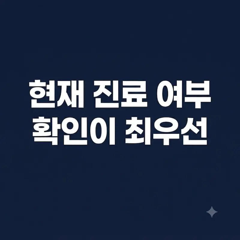 현재 진료 여부 확인이 최우선임을 강조하는 마무리 정리 이미지
